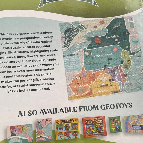Mid-Atlantic United‎ Stated 250 Piece Puzzle - Picture 3 of 3